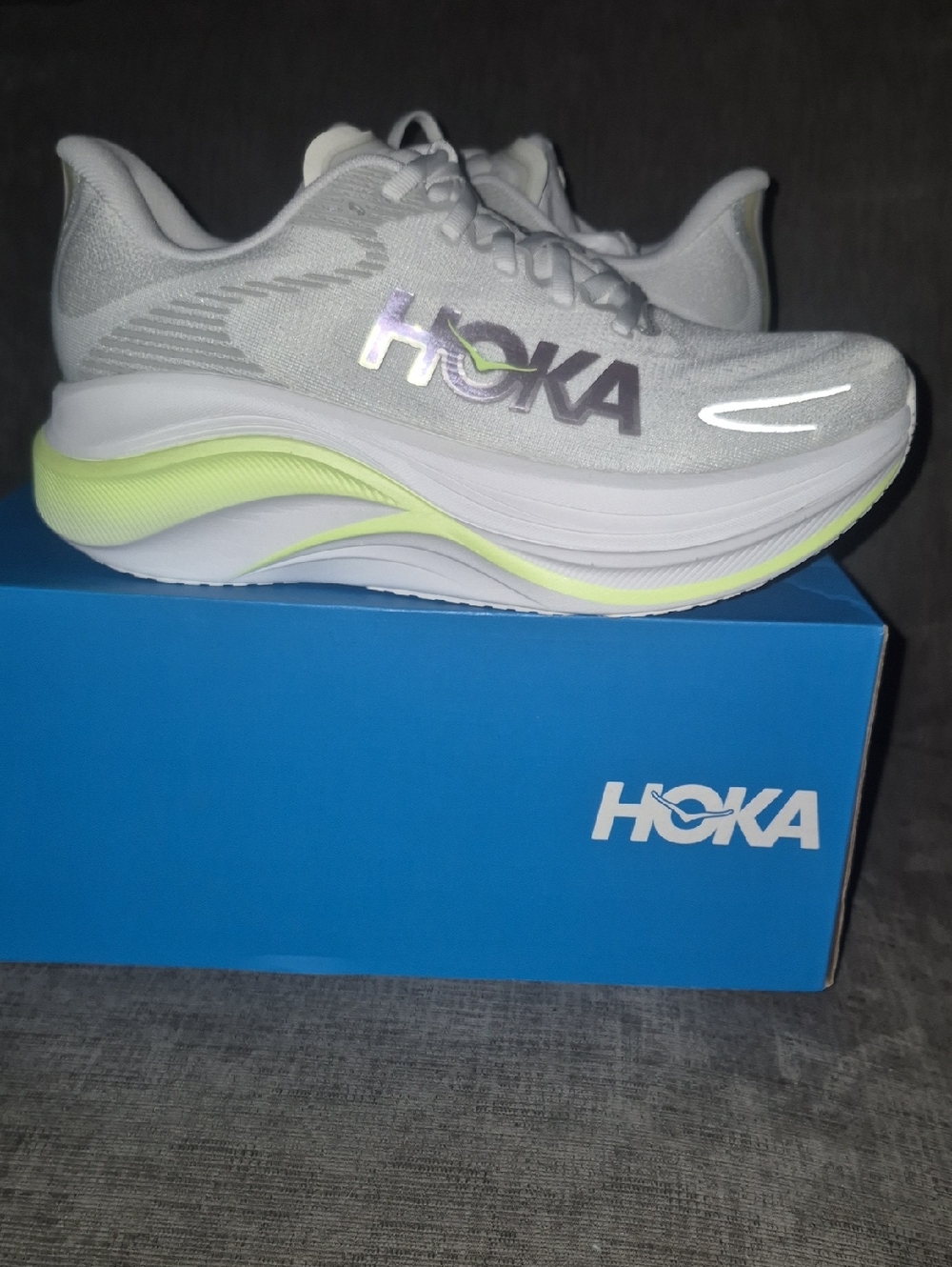 HOKA Skyward X 2 Women’s Size 9 B White Neon Yuzu Running Shoes NWT